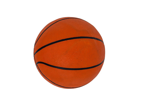 Close-up of basketball on isolated white background