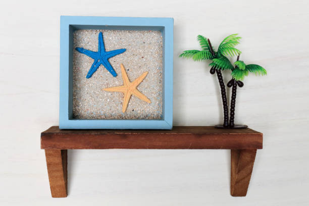istock Wall shelf and starfish and palm tree 660560320