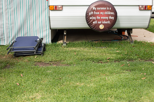 A caravan parked in a tourist park in Australia