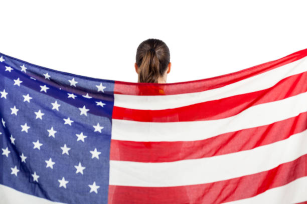 istock Athlete posing with american flag after victory 660570402