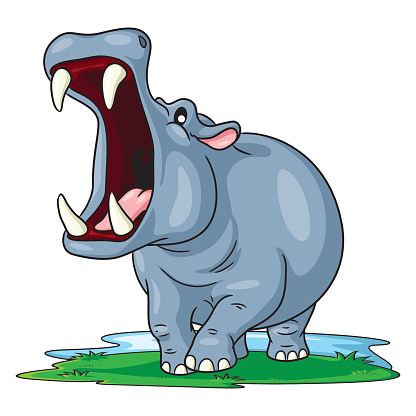 Ilustración de Dibujos Animados Lindo Hipopótamo y más Vectores Libres de  Derechos de Hipopótamo - Hipopótamo, Agua, Alegre - iStock