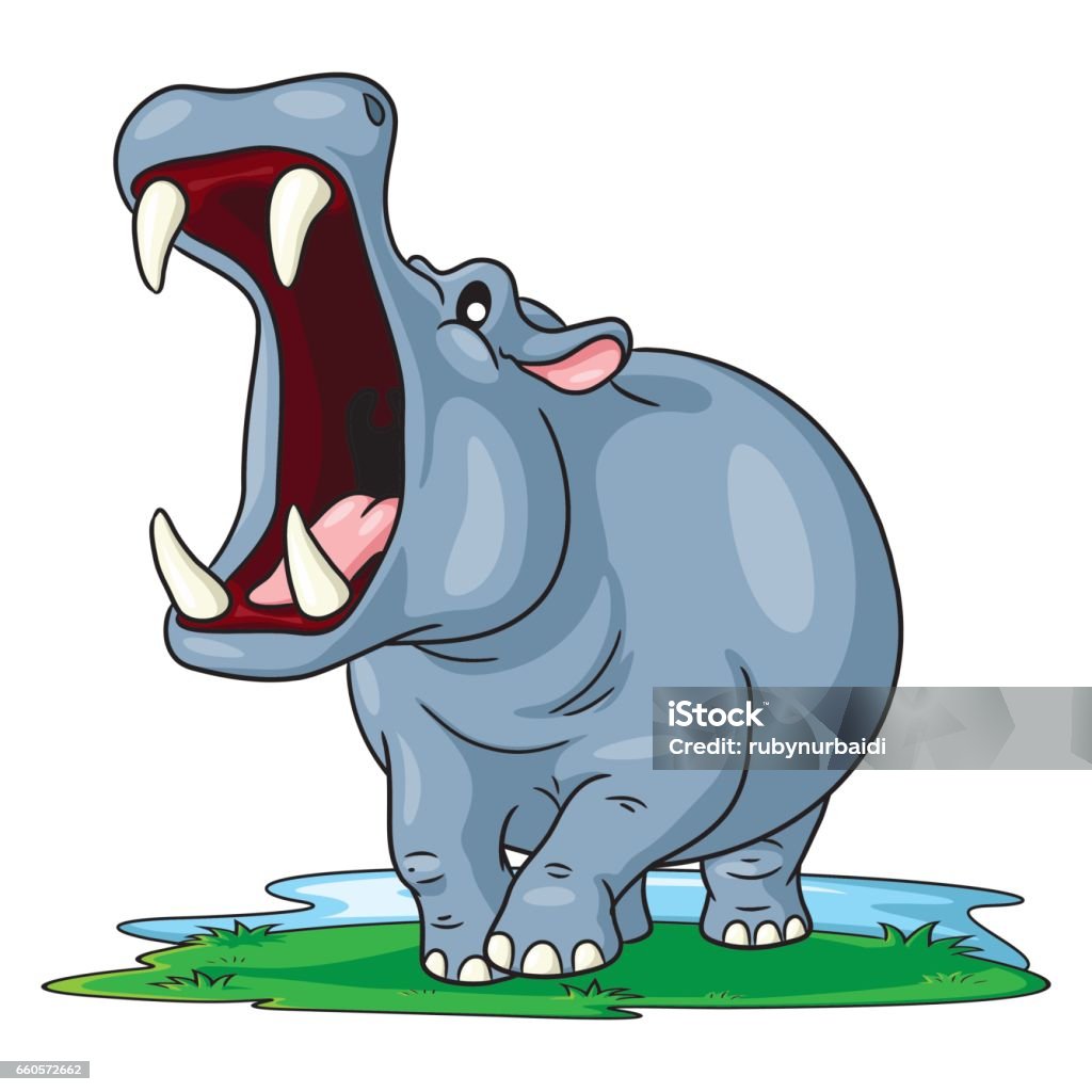 Hippo Cute Cartoon Illustration of cute cartoon hippo. Hippopotamus stock vector