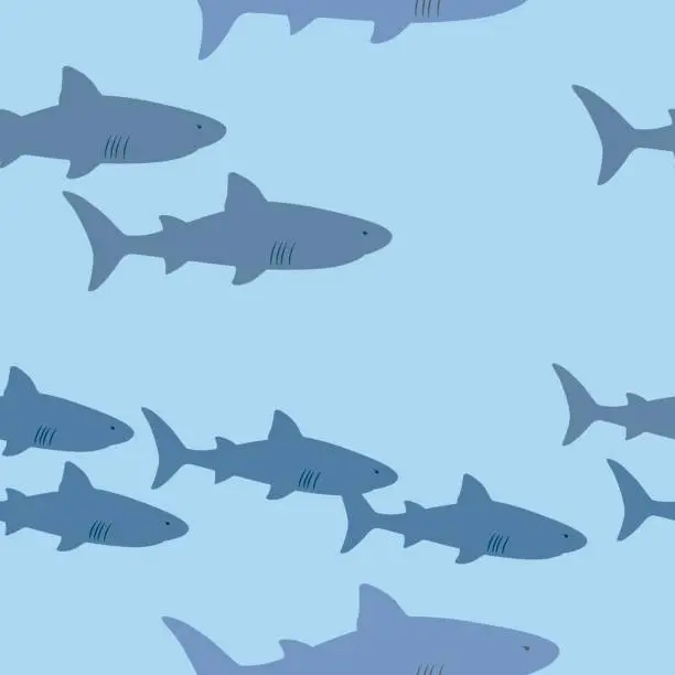 Vector illustration of Sharks Seamless Pattern
