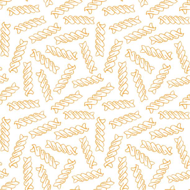 Hand drawn Fusilli Vector hand drawn pasta Fusilli. Seamless pattern. Endless background fusilli stock illustrations