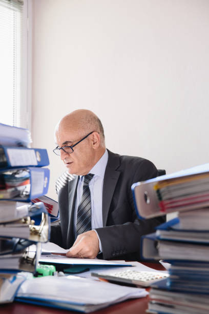 istock Businessman working at the desk inside the files 660598674