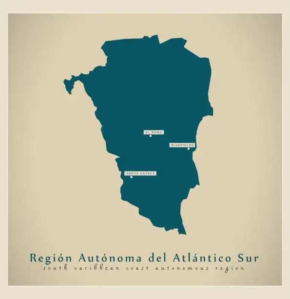 Vector illustration of Modern Map - Autonoma Region of the South Atlantic NI
