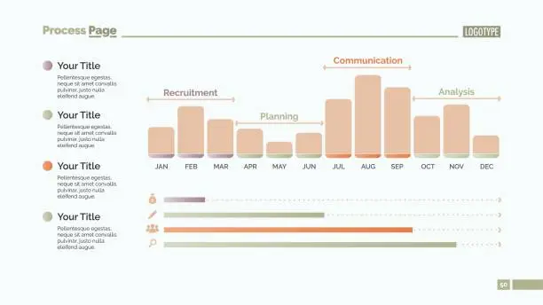 Vector illustration of Twelve Month Bar Chart Slide Template