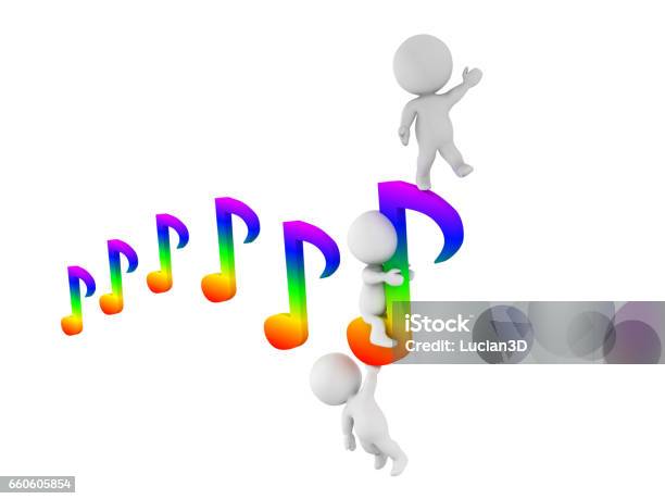 Musical Notes Peron Attached Characters Holding On To A Flying Musical Note Stock Illustration ...