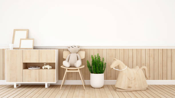 istock teddy bear on chair in kid room or coffee shop 660606516