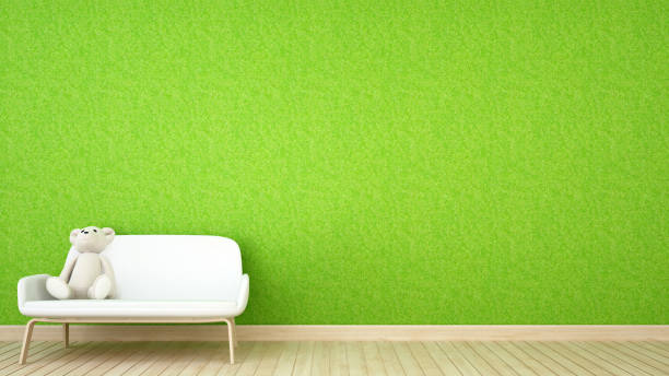 istock kid room or Living room and grass wall 660625684