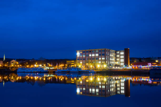 istock The night landscape on the river in Hamelin,Germany 660626100