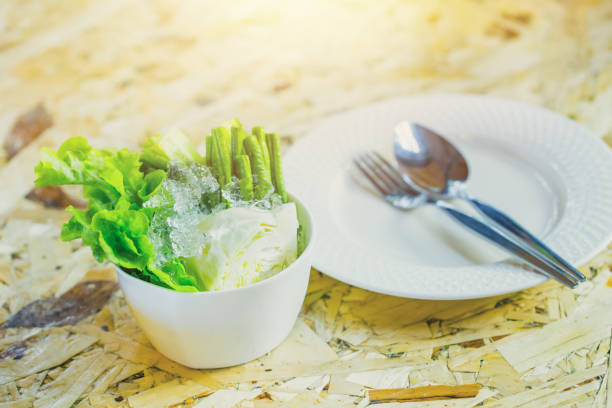 Eat vegetable with food meal concept.