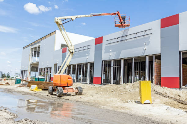 istock View on empty basket of cherry picker construction site 660633946