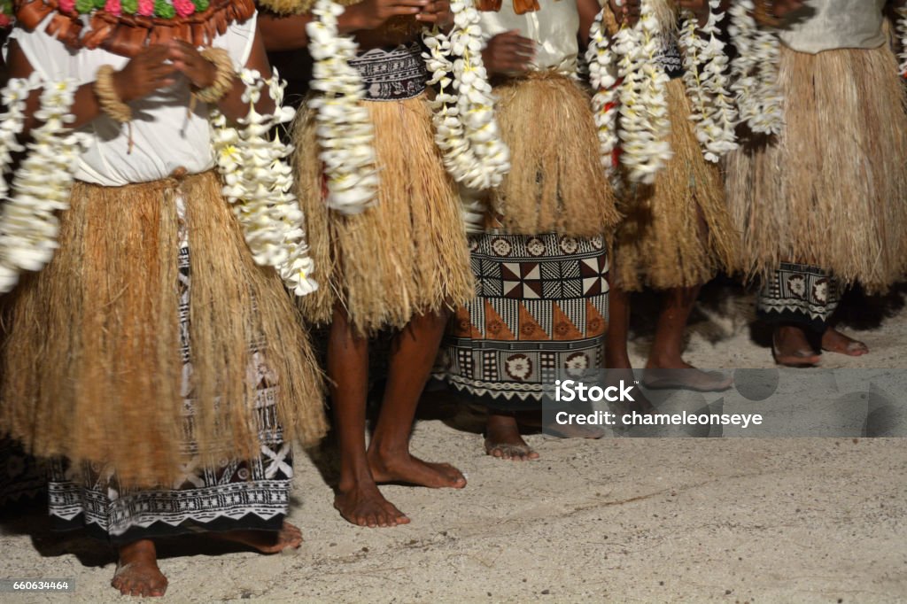 Indigenous Fijian people sing and dance in Fiji Indigenous Fijian people sing and dance a traditional Fijian dance. Real people copy space Fiji Stock Photo