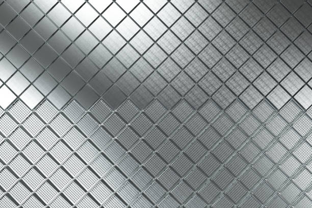 istock Futuristic industrial background made from brushed square metal shapes 660634672