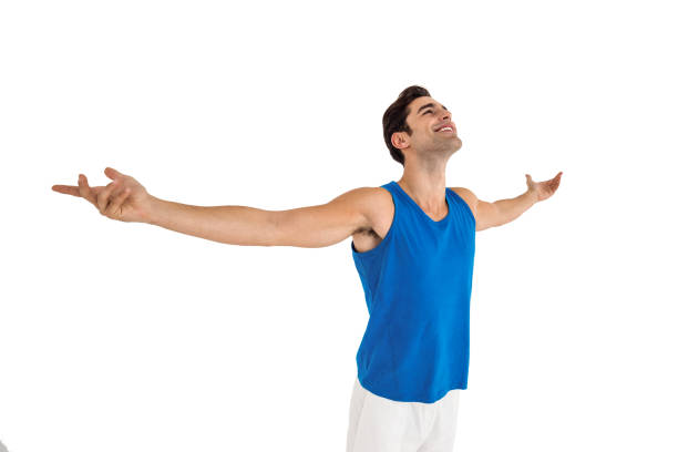 stretching young man