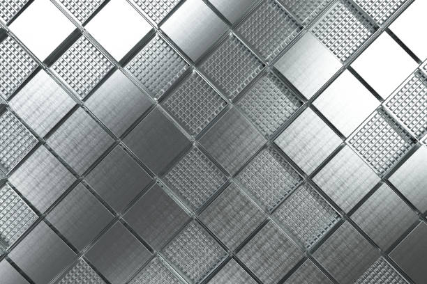 istock Futuristic industrial background made from brushed square metal shapes 660635502