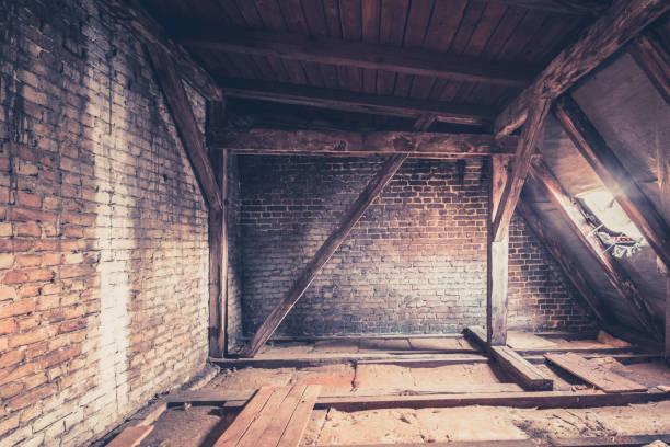 istock old garret, attic loft / roof construction 660640182