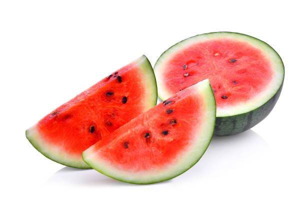 istock Slice of fresh watermelon isolated on white background 660643214