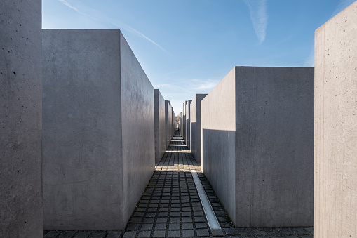 Berlin, Germany - march 24, 2017: The Memorial to the Murdered Jews of Europe also known as the Holocaust Memorial in Berlin, Germany.