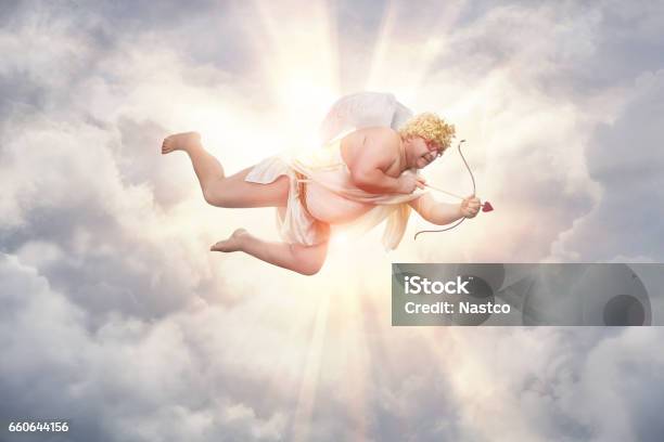 Funny Overweight Cupid Stock Photo - Download Image Now - Cupid, Humor, Valentine's Day - Holiday