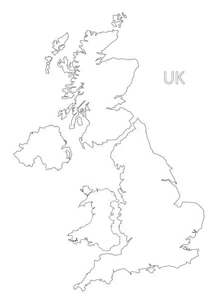 Vector illustration of United Kingdom outline silhouette map illustration