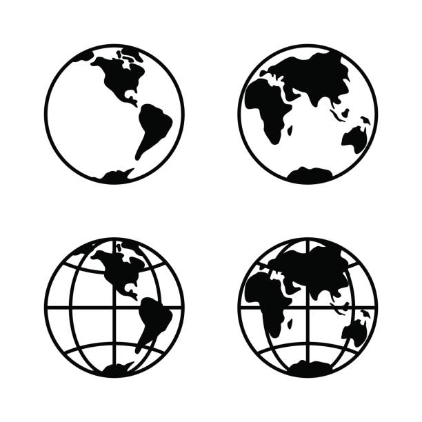 World icon set on white background, 2 hemispheres. Vector World icon set on white background, western and eastern hemispheres. Vector illustration eastern hemisphere stock illustrations