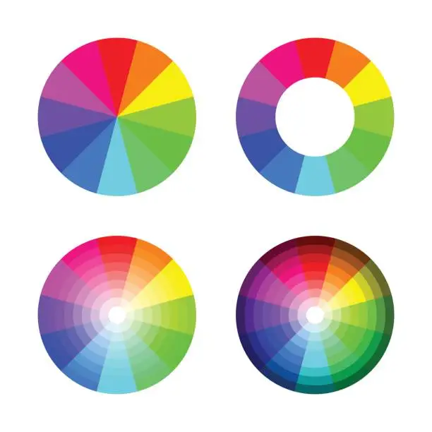Vector illustration of Set of color wheel 12 color rgb on white background