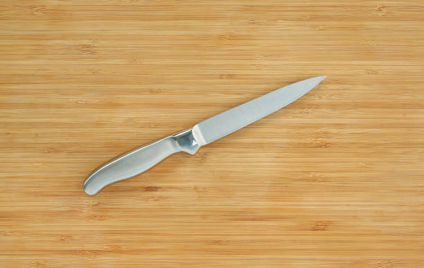 istock Steel kitchen knives on a wood board. 660667662