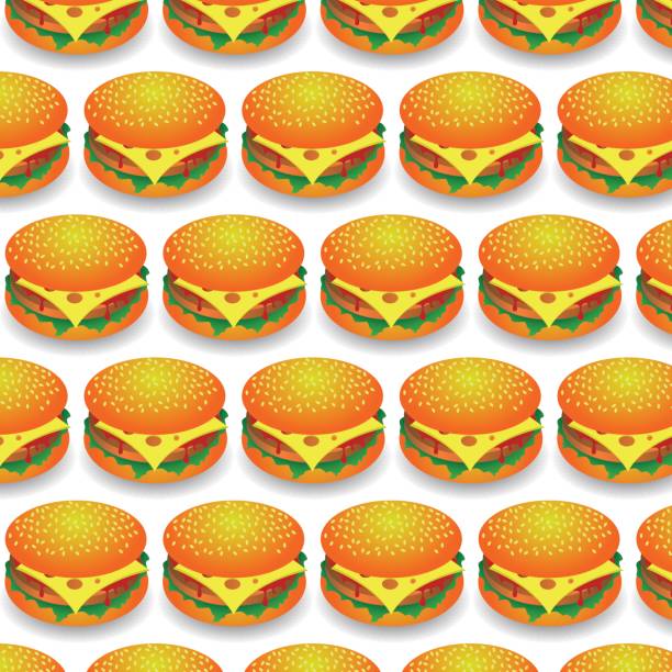 wzór fast food. świeży hamburger tło - backgrounds beef close up cooked stock illustrations