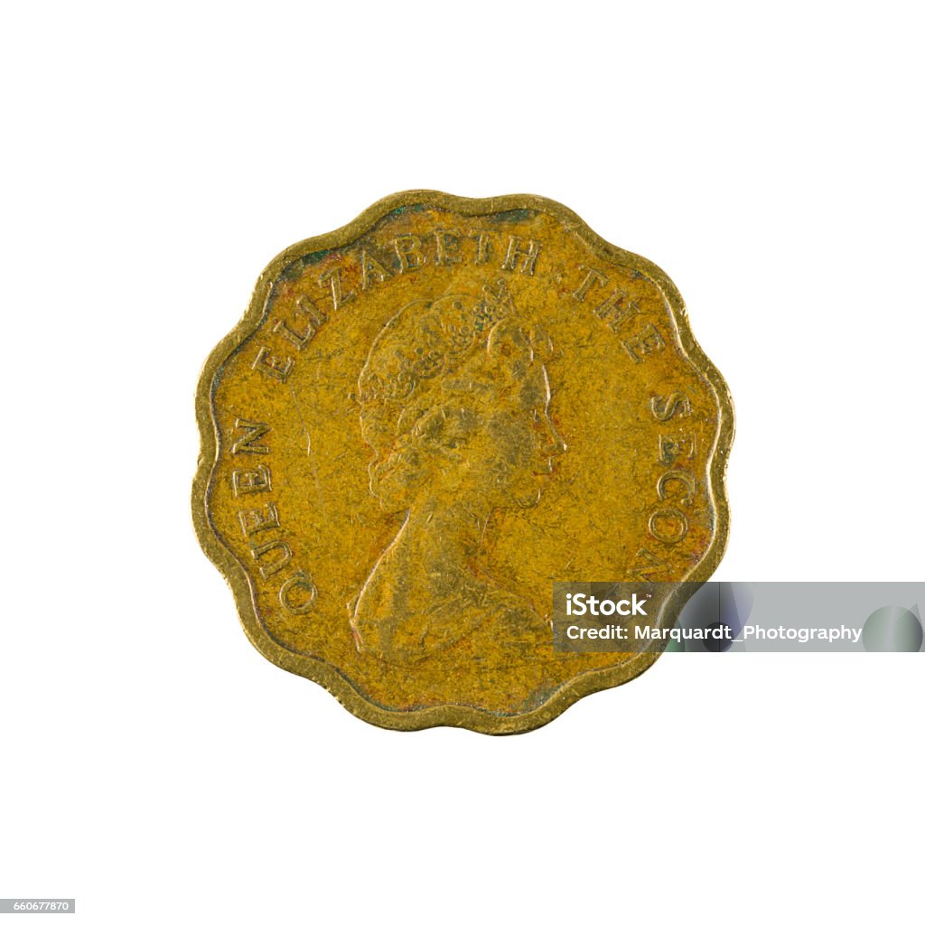 20 Hong Kong Cent Münze Rückseite Isoliert Auf Weißem Hintergrund