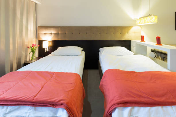 istock Interior of a double bed hotel room 660677936