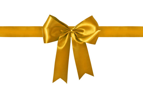 istock Golden ribbon with bow with tails isolated 660678186