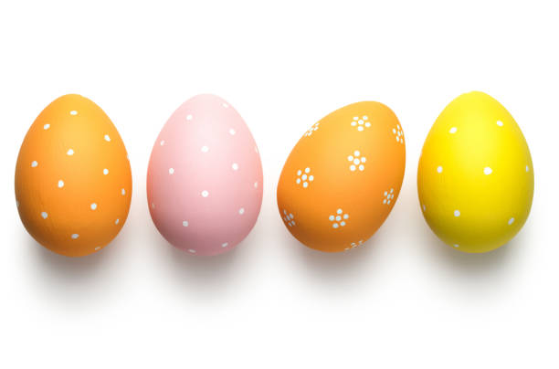 Easter Eggs on White Easter eggs on white background. Easter concept. Top view easter egg photos stock pictures, royalty-free photos & images