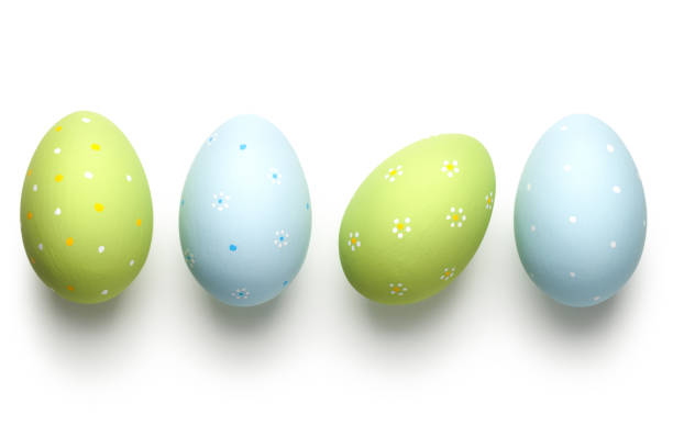 easter eggs on white - hand colored fotos imagens e fotografias de stock