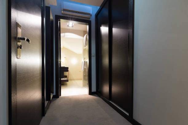istock Hotel corridor with doors 660681728