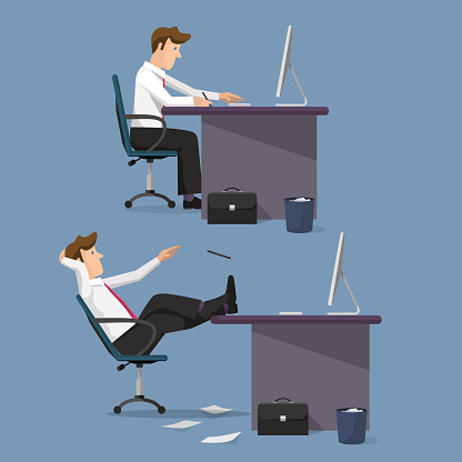 Funny vector set of managers in office. Concept of office life. Cartoon flat style character