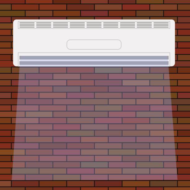 ilustrações de stock, clip art, desenhos animados e ícones de air conditioner on the red brick wall - vista aérea de carro recorte