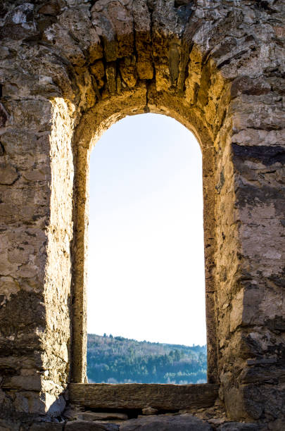 Window of ruined small church, Bulgaria