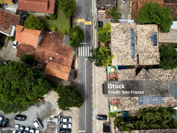 Top View Of Street Stock Photo - Download Image Now - Denmark, House, Rooftop