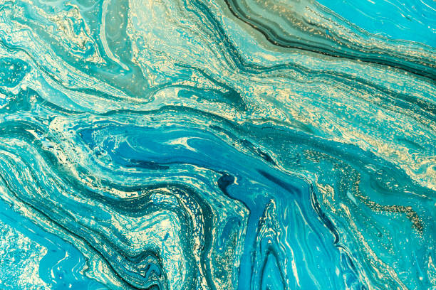 Blue marbling texture. Creative background with abstract oil painted waves handmade surface. Liquid paint. Blue marbling texture. Creative background with abstract oil painted waves handmade surface. Liquid paint. turquoise gemstone stock illustrations