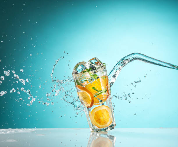 istock The rose exotic cocktail and fruit on blue 660732984