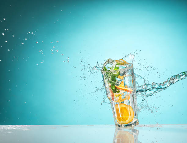 istock The rose exotic cocktail and fruit on blue 660733238