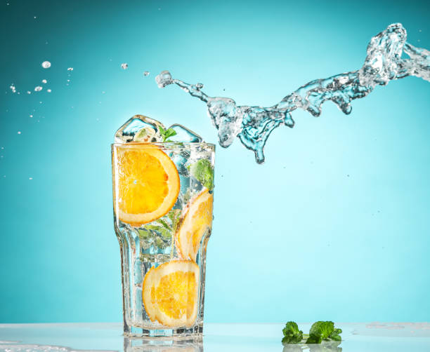 istock The rose exotic cocktail and fruit on blue 660738038