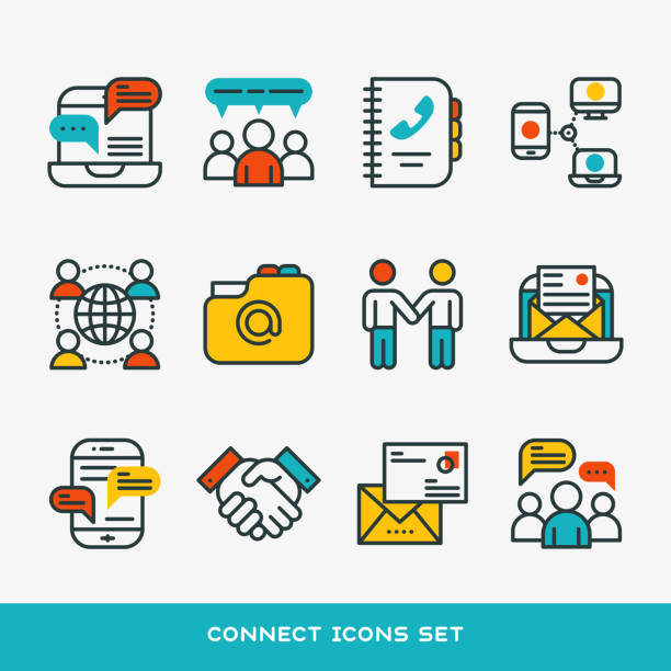 Thin lines connection icons outline set of big data center group cloud computing system internet protection password access technical instrument vector illustration Thin lines connection icons outline set of big data center group cloud computing system internet protection password access technical instrument vector illustration. Modern design simple logo concept. environment computer cloud leadership stock illustrations