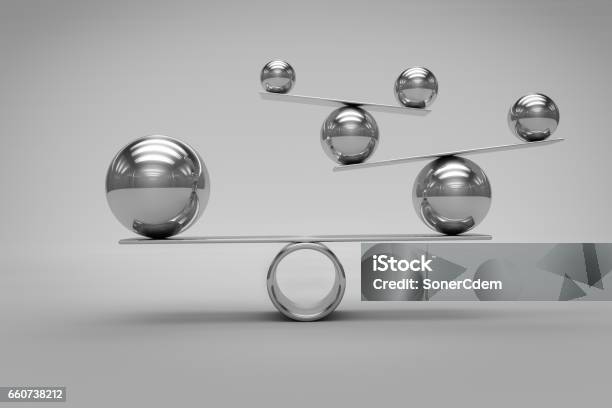 Balance Concept With Chrome Balls Stock Photo - Download Image Now - Balance, Business, Metal