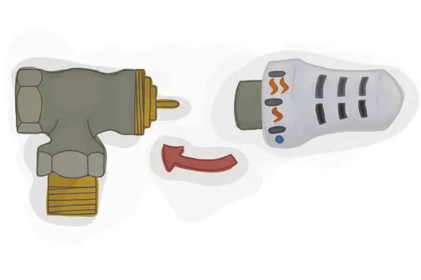 Vector illustration of Thermostatic valve for the heating system vector.