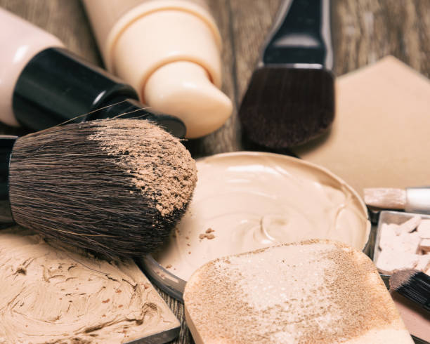istock Foundation makeup products with sponge and brushes 660768612