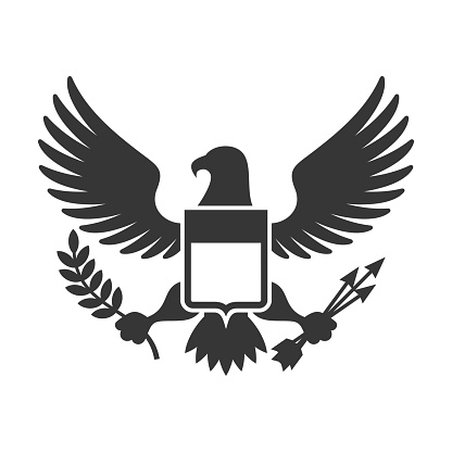 American Presidential Symbol. Eagle with Shield Design element. Vector illustration