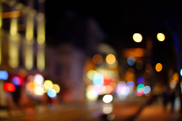 istock City lights night view, blur bokeh photo 660784204